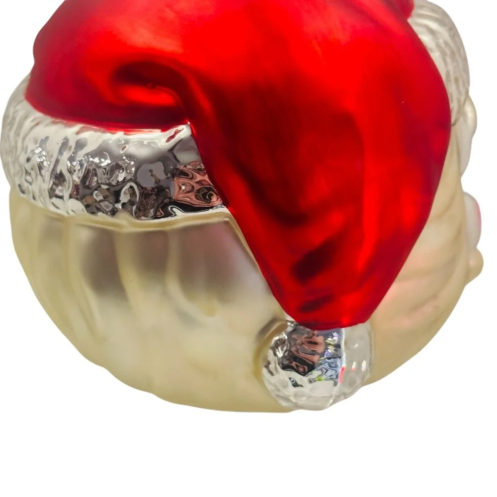 Dept 56 Mercury‎ Glass Santa Votive Tealight Holder Handpainted Xmas Decor Vtg